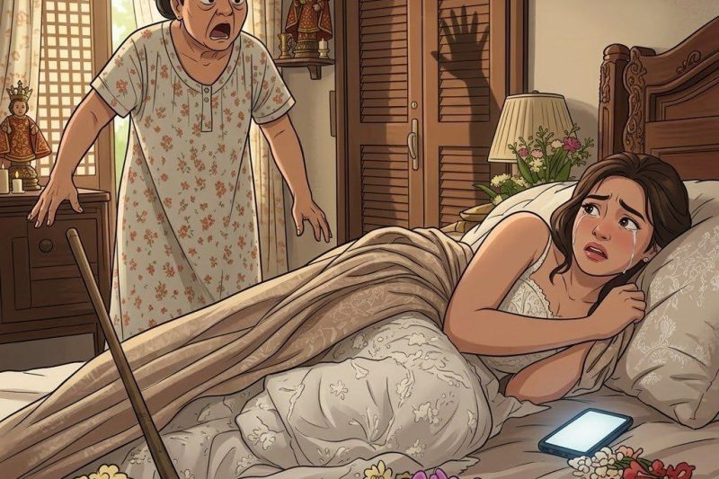 IBU MERTUA ITU NAIK KE ATAS SAMBIL MEMBAWA POTONGAN KAYU UNTUK MEMUKUL MENANTUNYA YANG MASIH SAJA TERBARING HINGGA JAM SEPULUH PAGI… TAPI SAAT DIA MENARIK SELIMUT DAN MELIHAT APA YANG ADA DI BAWAHNYA, KAYU ITU LANGSUNG TERLEPAS DARI TANGANNYA.