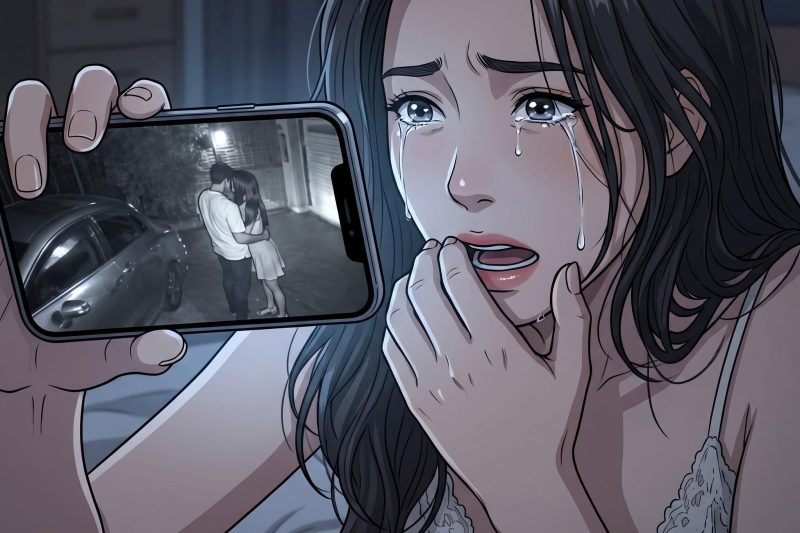 Aku terbangun tepat pukul dua belas malam karena mendengar seorang wanita menangis di garasi rumah kami… tetapi saat membuka CCTV, ponselku hampir terjatuh ketika melihat siapa yang sedang dipeluk suamiku, yang kukira masih lembur di Jakarta.**